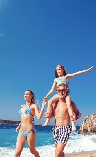 Strandlandschaft von Patara, Luftaufnahme an einem sonnigen Sommertag. Stadt Patara in der Türkei an der Küste der türkischen Riviera